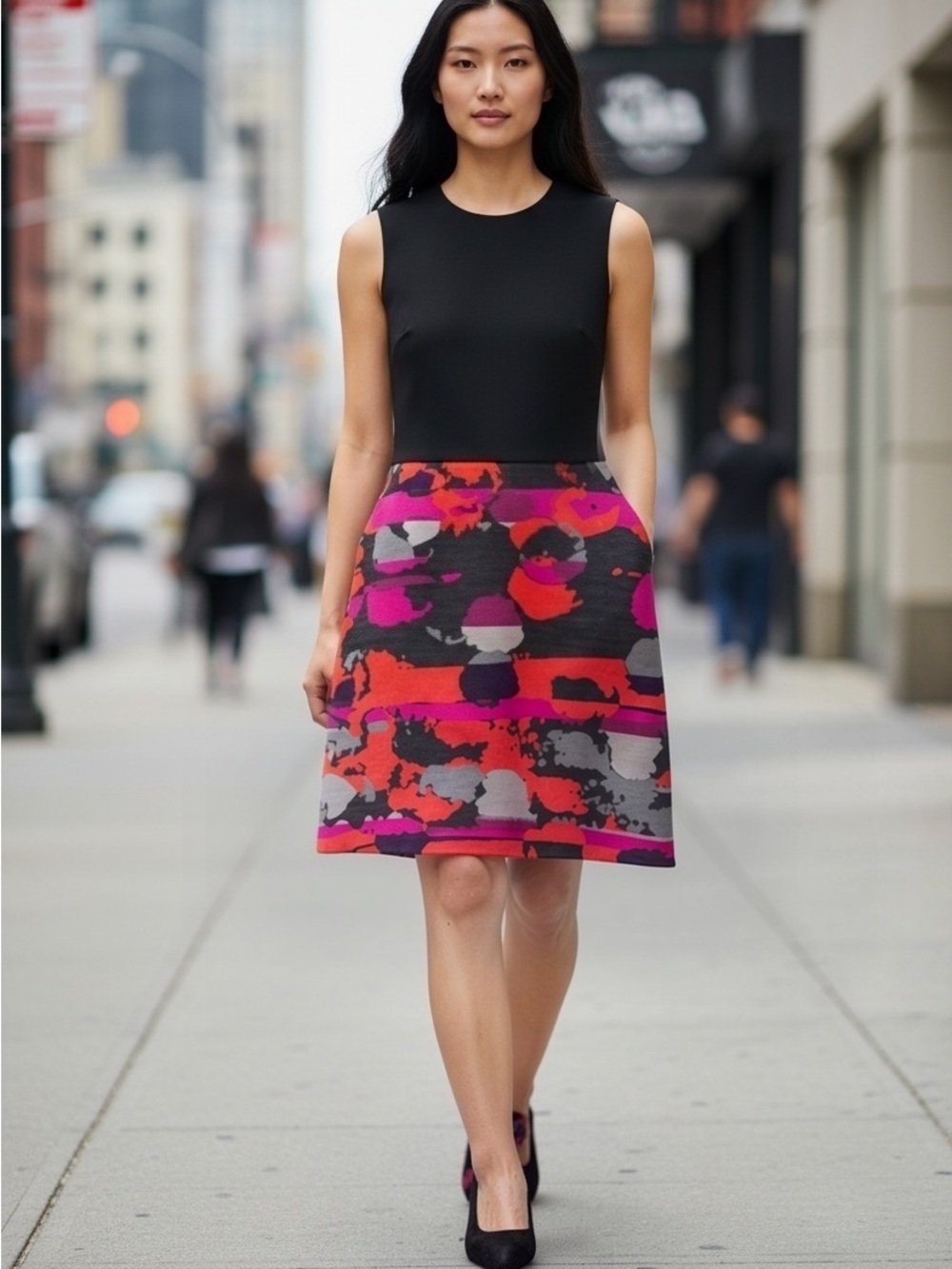 hutch Anthropologie sleeveless color block skirt charcoal bodice dress